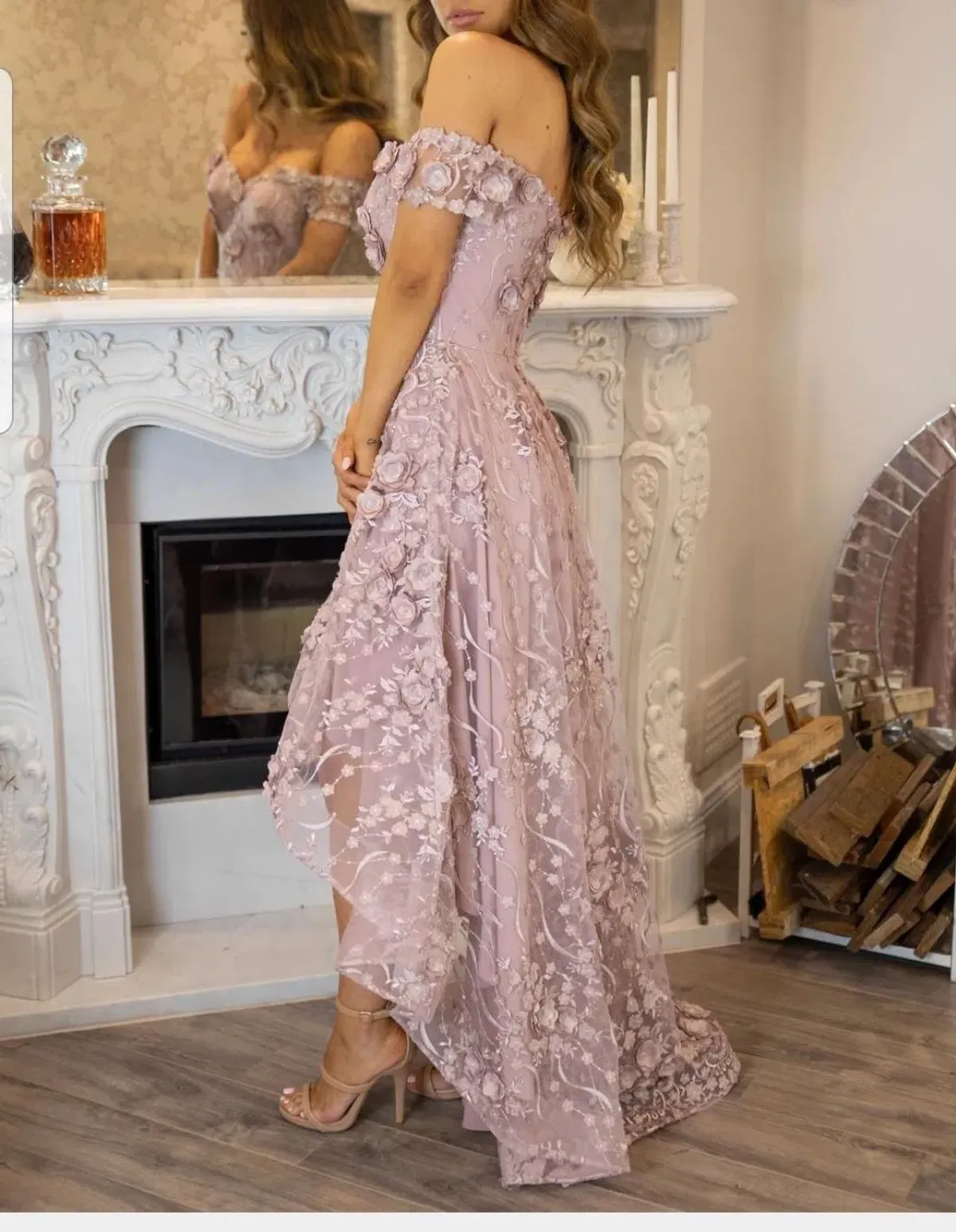 Marian Rahme Rosetta Hi-Low Gown Pink Size 8 - Image 2