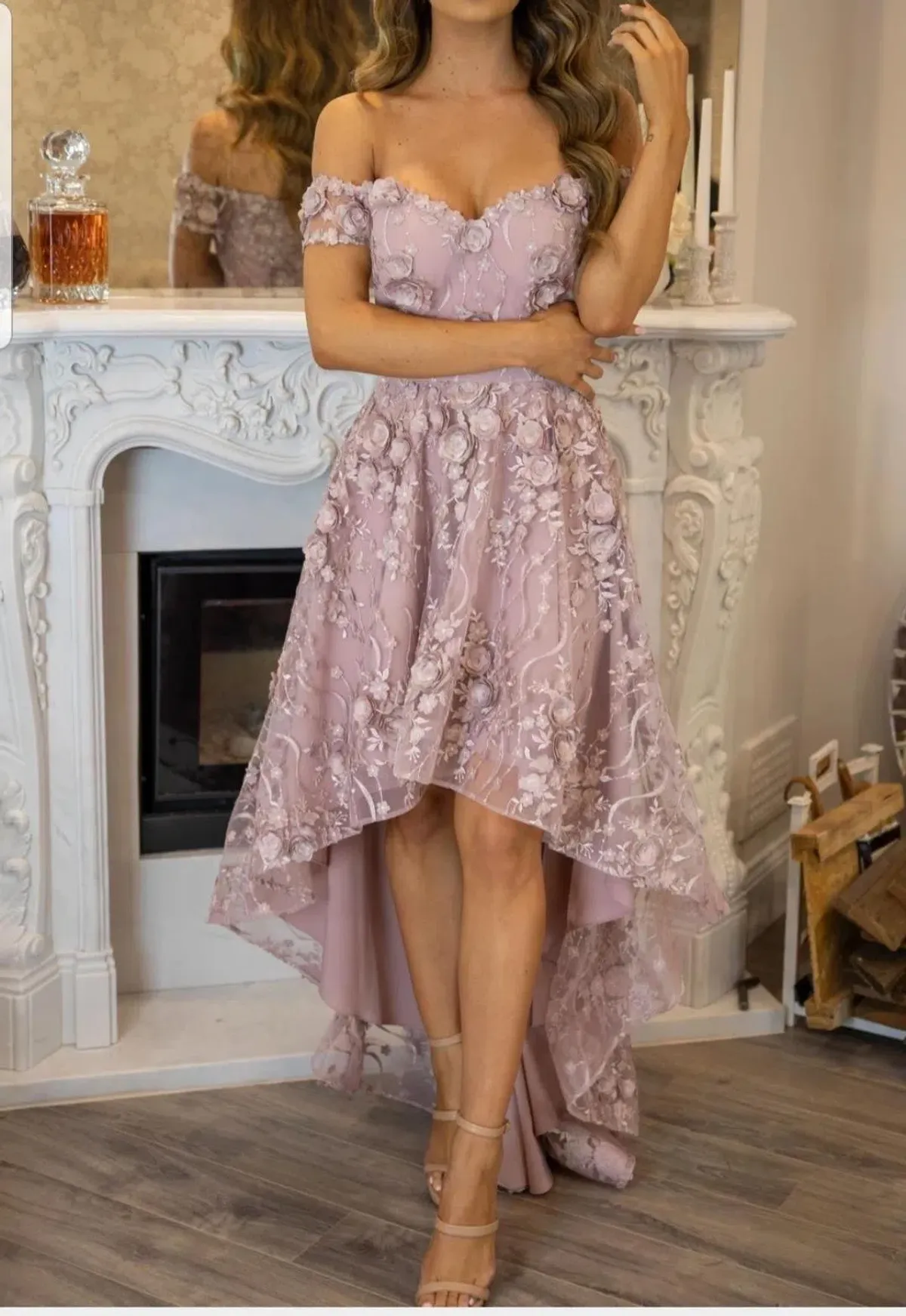 Marian Rahme Rosetta Hi-Low Gown Pink Size 8 - Image 5