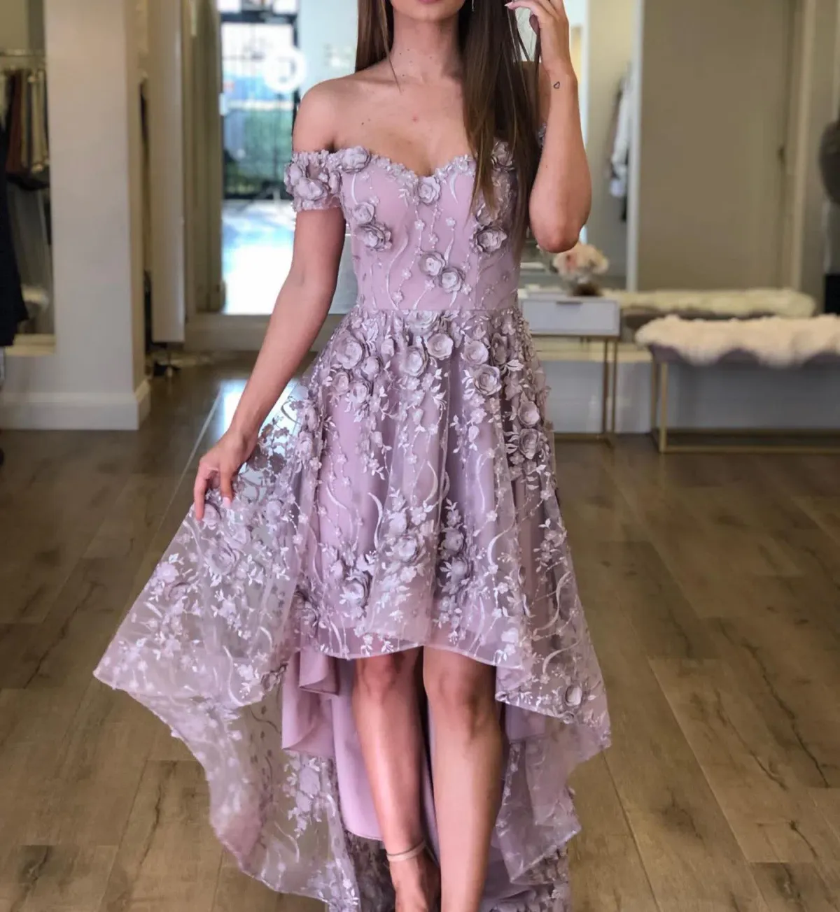 Marian Rahme Rosetta Hi-Low Gown Pink Size 8 - Image 6