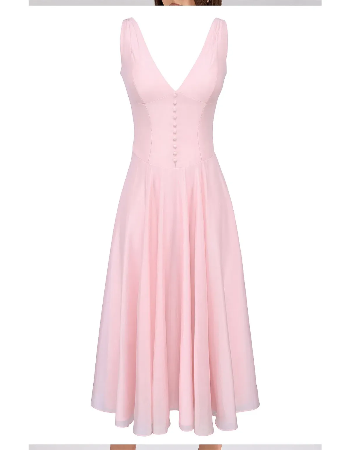 House of CB SAMIRA Pink Chiffon Button Midi Dress - Image 3