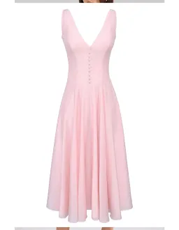 House of CB SAMIRA Pink Chiffon Button Midi Dress for rent on The Volte - image 3