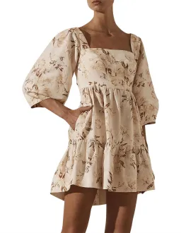 Shona Joy Roxane Linen Open Back Mini Dress Floral Size 12 for rent on The Volte - image 1