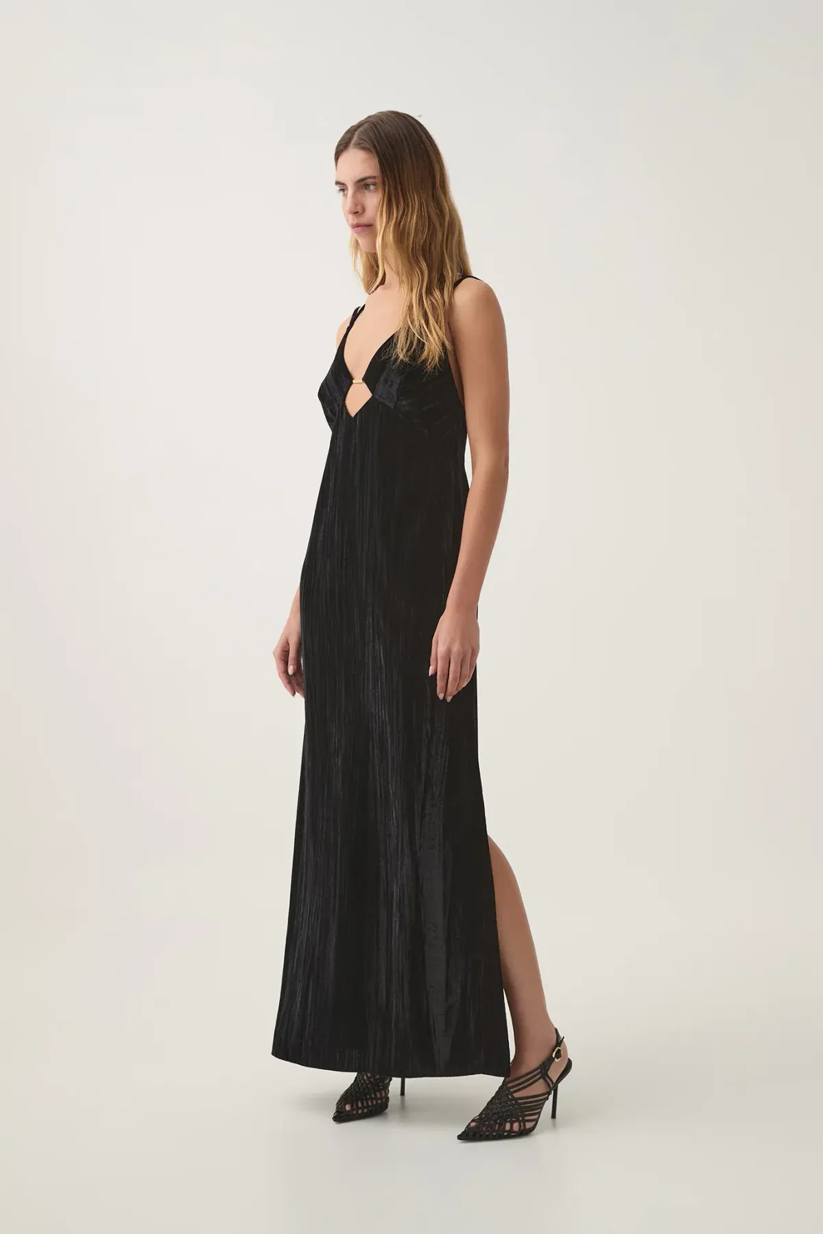 AJE Moonbow Velvet Maxi Dress in Black Size L AU&UK 12 - Image 3