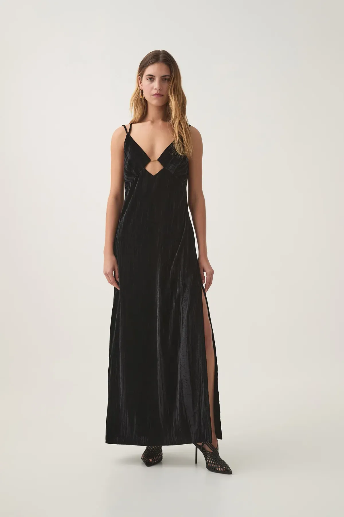AJE Moonbow Velvet Maxi Dress in Black Size L AU&UK 12 - Image 2
