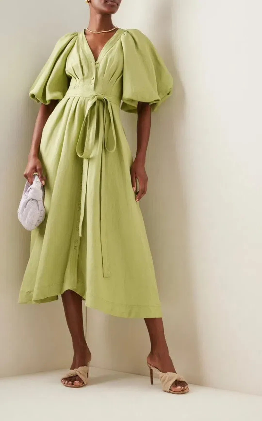 AJE Evermore Midi Dress Bayleaf Green Size AU 4 - 6 / XS for rent on The Volte - main image