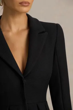 Club L London | Katt | Black Plunge-Neck Tailored Mini Dress for rent on The Volte - image 3