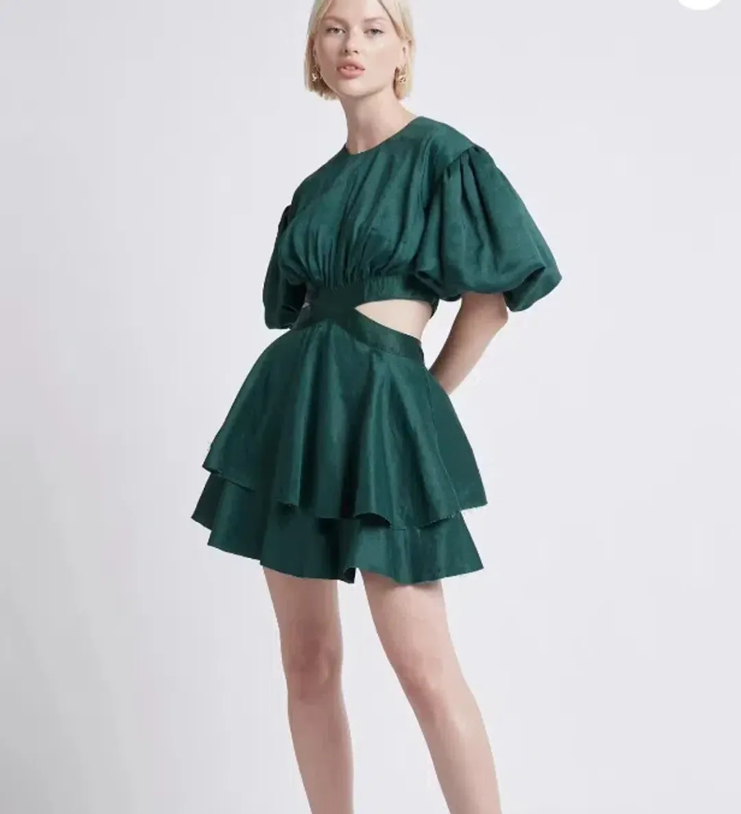 AJE Gracious Cut Out Mini Dress Green Size 10 for rent on The Volte - main image