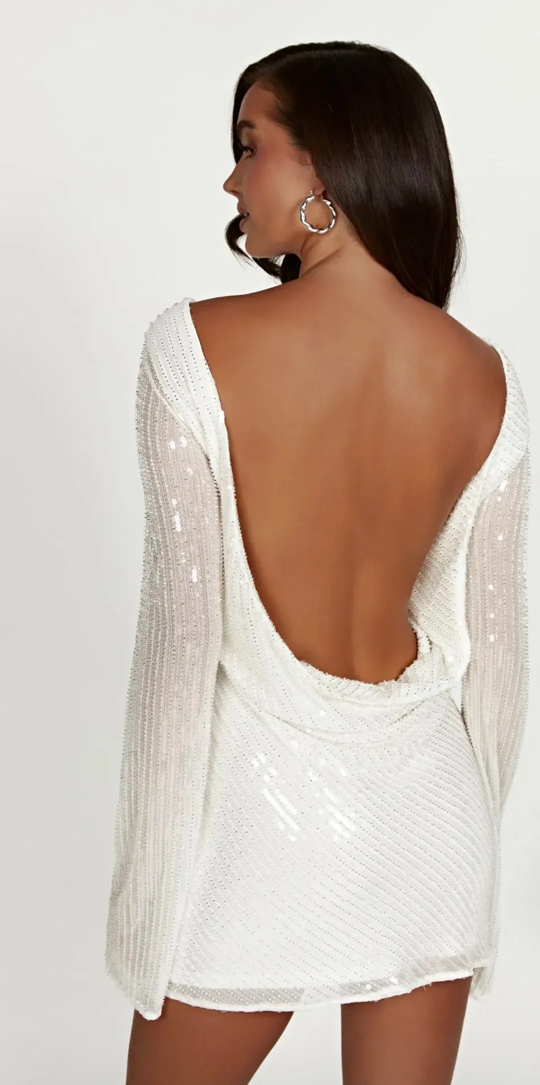 Meshki - Nala Sequin White Mini Dress- Size M for rent on The Volte - main image