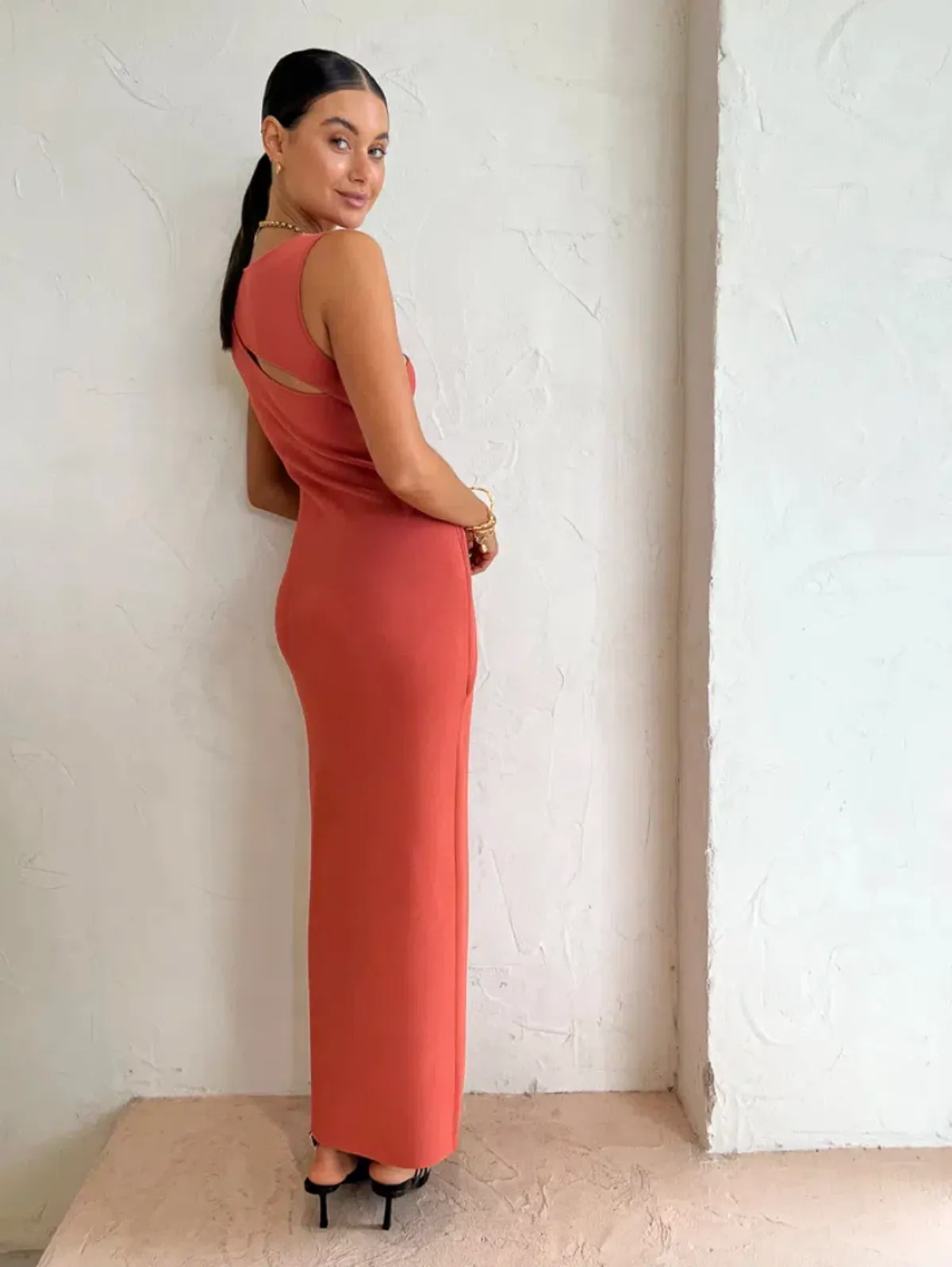 SIR the Label Nadja Cutout Midi Dress in Coral Size 0P / AU 4-6 - Image 2