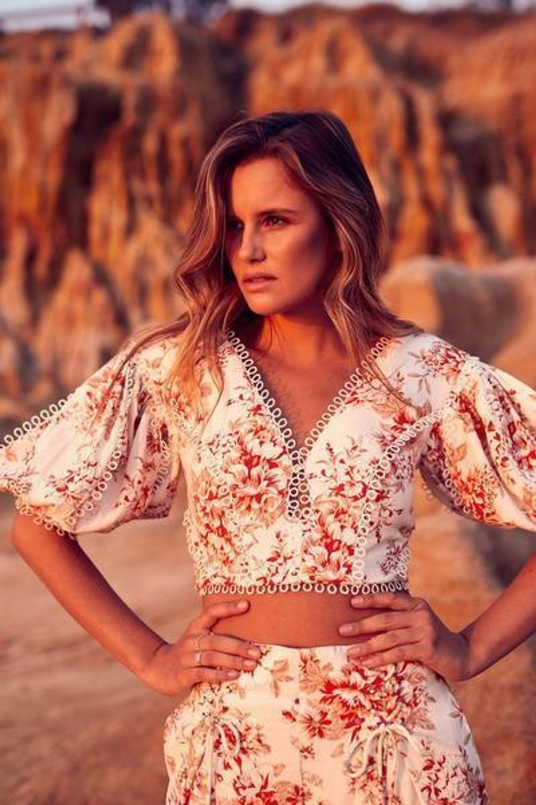 Mackenzie Mode Bordeaux Set in Orange Floral Size 10 for rent on The Volte - main image