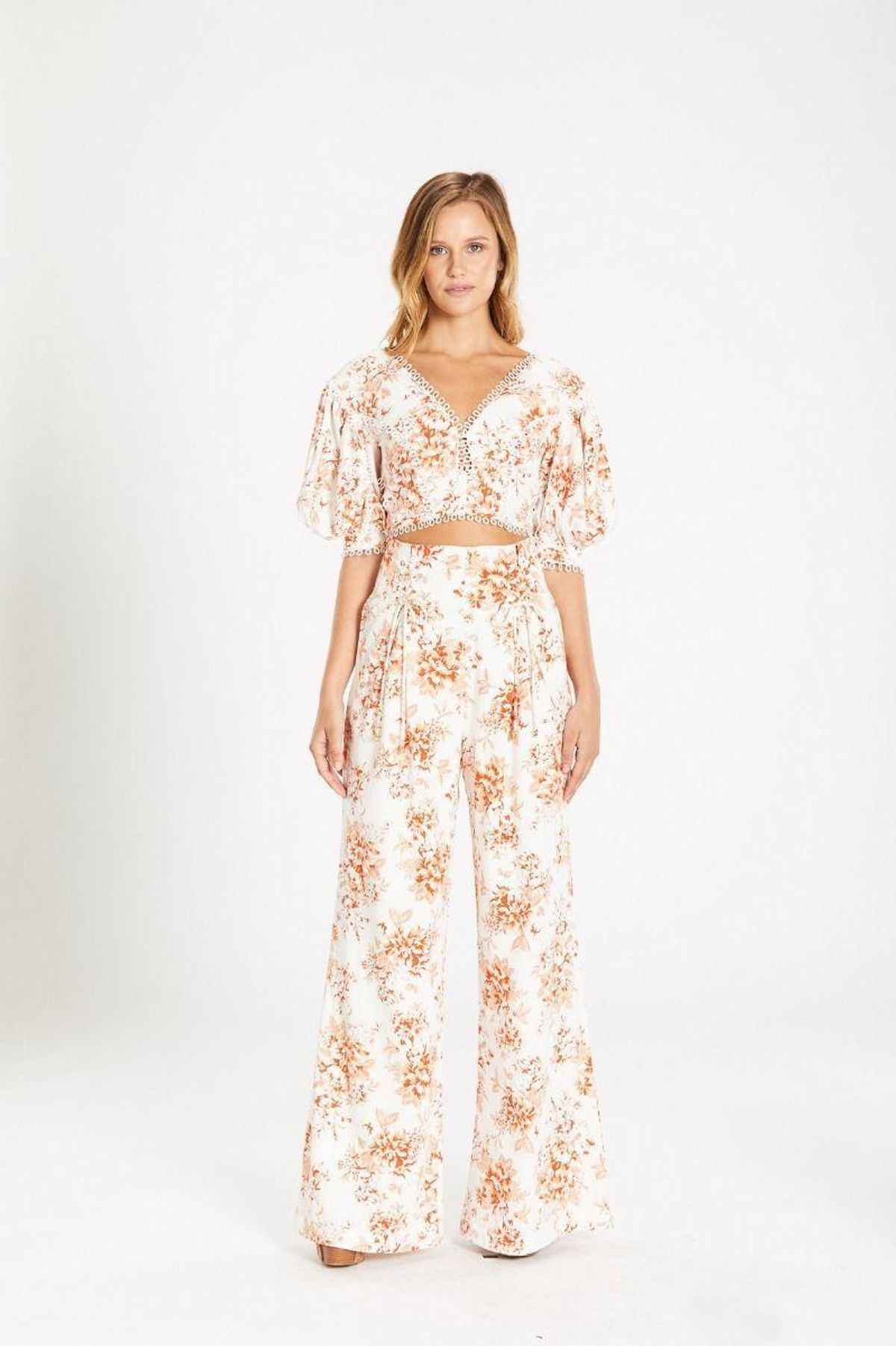 Mackenzie Mode Bordeaux Set in Orange Floral Size 10 - Image 1