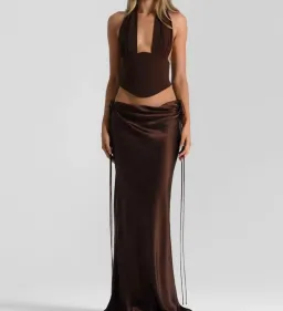 Natalie rolt Bronte top and evelyn skirt brown for rent on The Volte - image 1