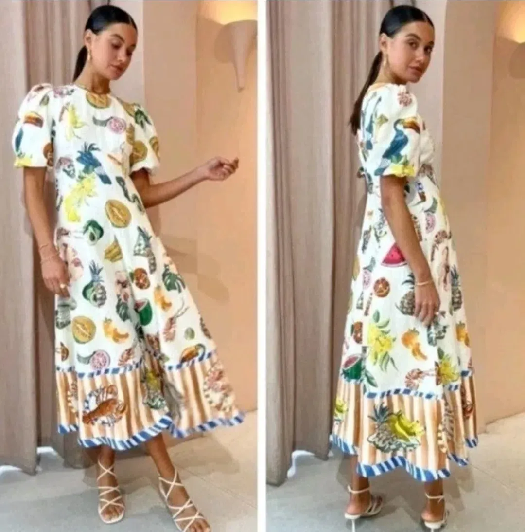 Alemais Theo Midi Dress in Print Size 8 for rent on The Volte - main image