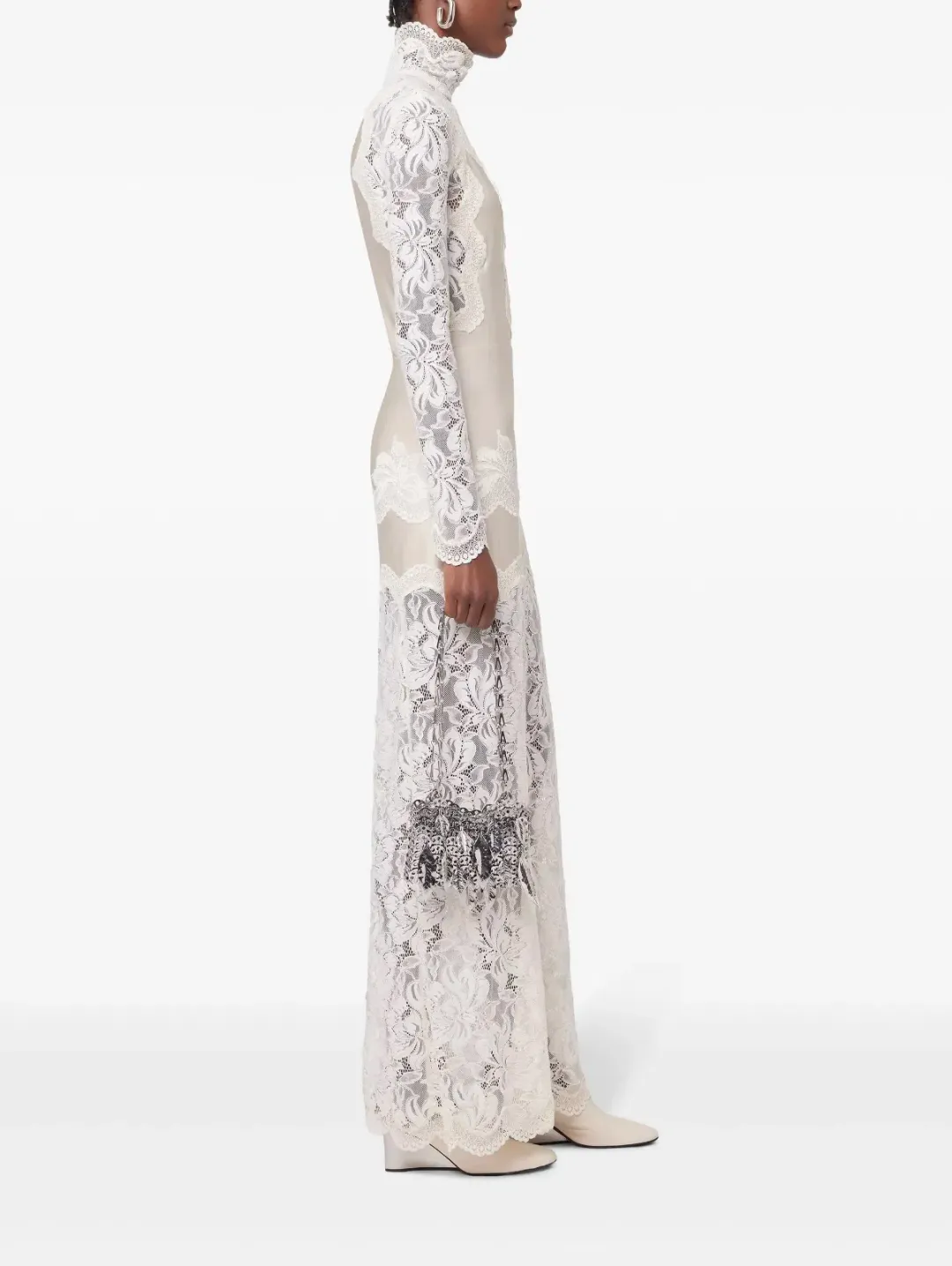 Rabanne White Lace Jersey Maxi Dress size 36 for rent on The Volte - main image