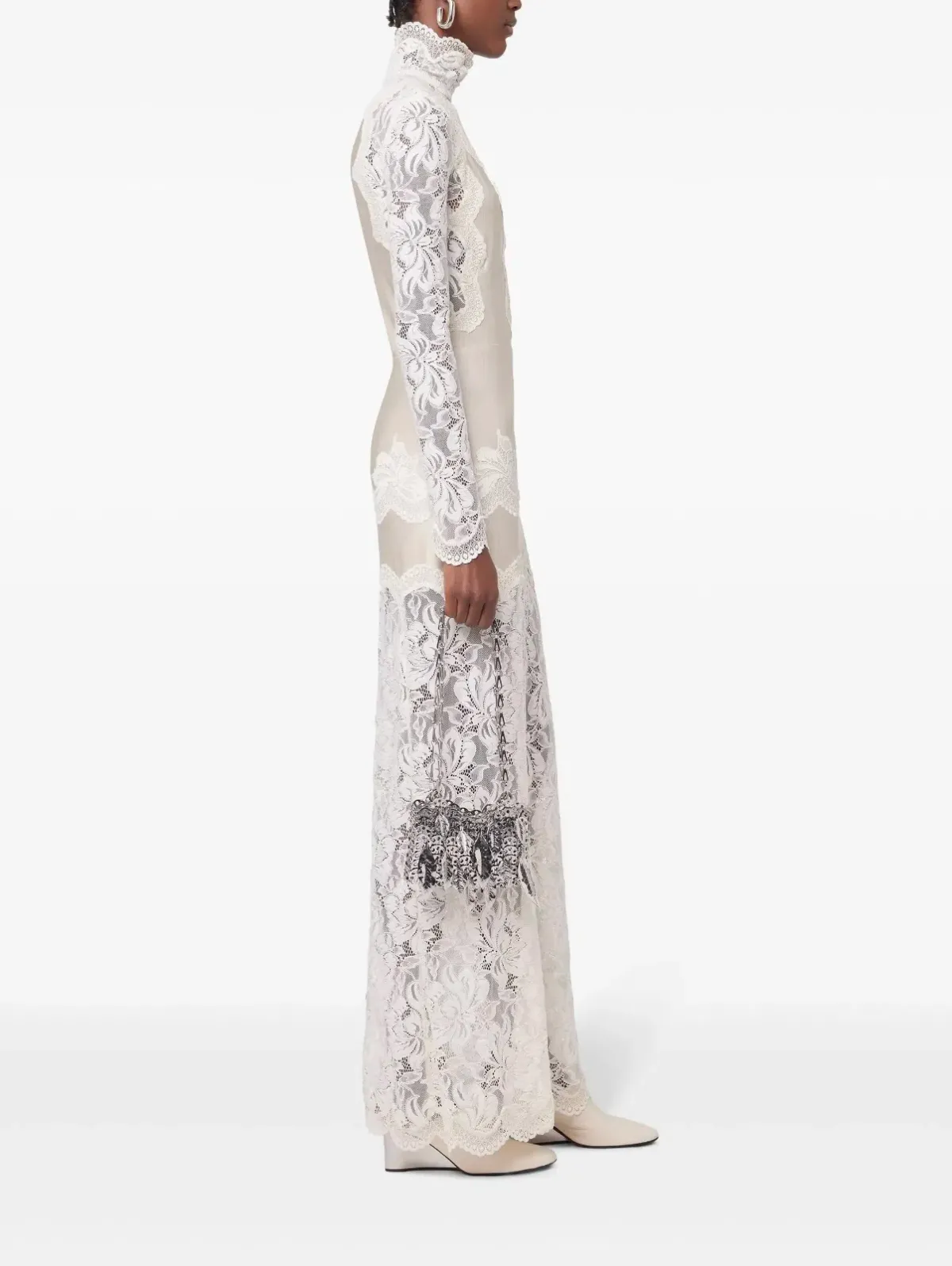 Rabanne White Lace Jersey Maxi Dress size 36 - Image 3