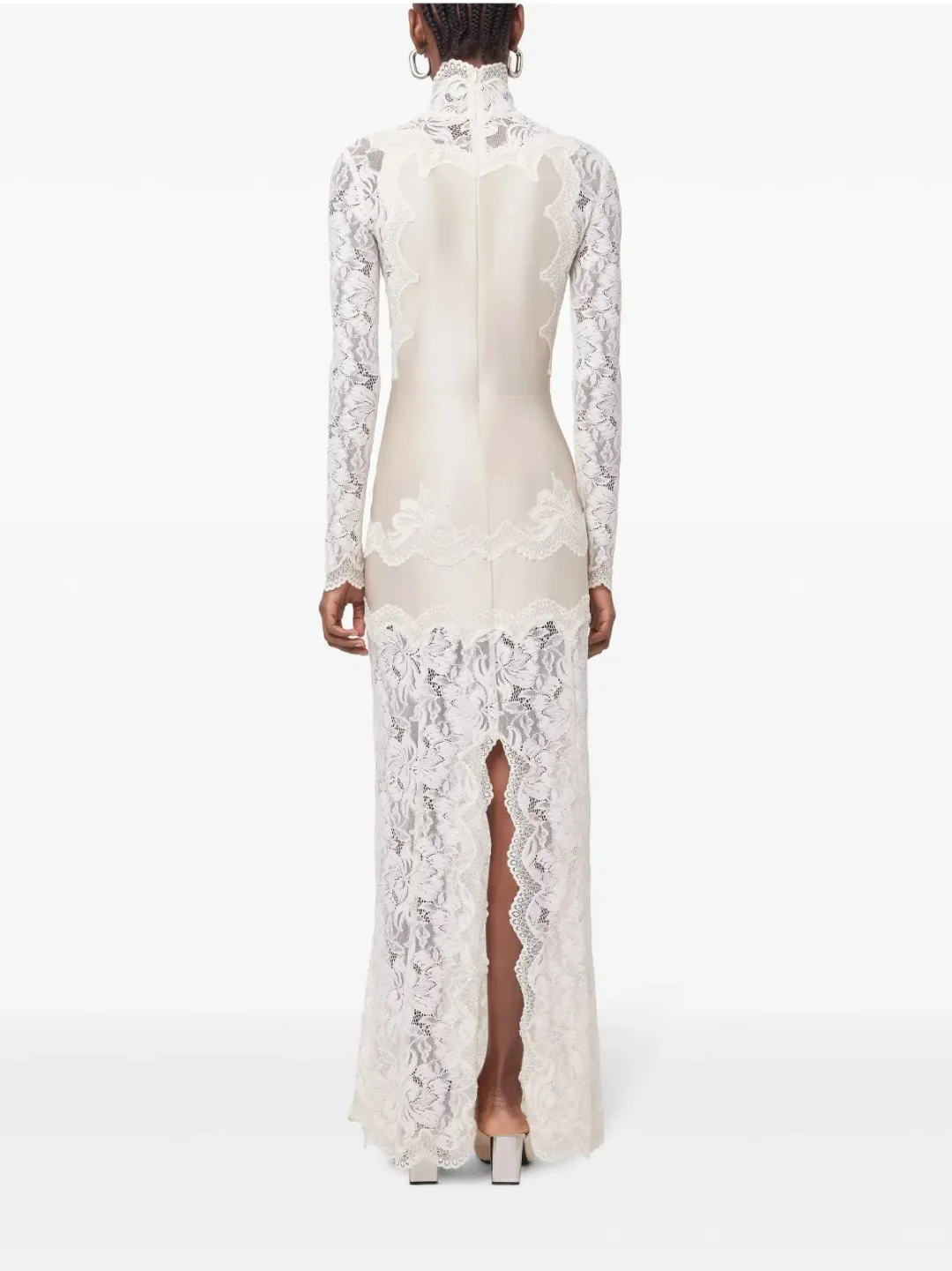 Rabanne White Lace Jersey Maxi Dress size 36 for rent on The Volte - main image