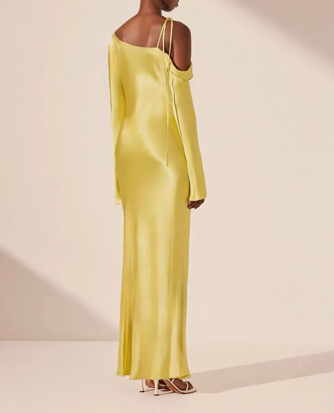 Sofia Asymmetrical Long Sleeve Long Sleeve Maxi Dress - Lime for rent on The Volte - main image