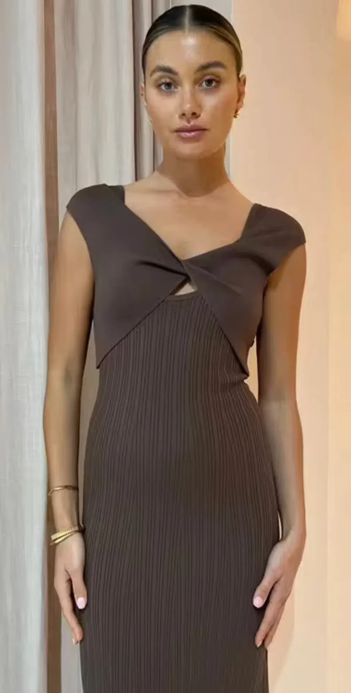 Sir the Label Sylvie Twist Dress Chocolate - Image 2