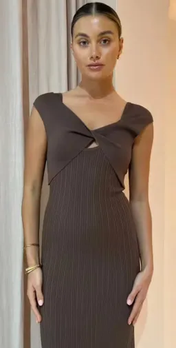 Sir the Label Sylvie Twist Dress Chocolate for rent on The Volte - image 2