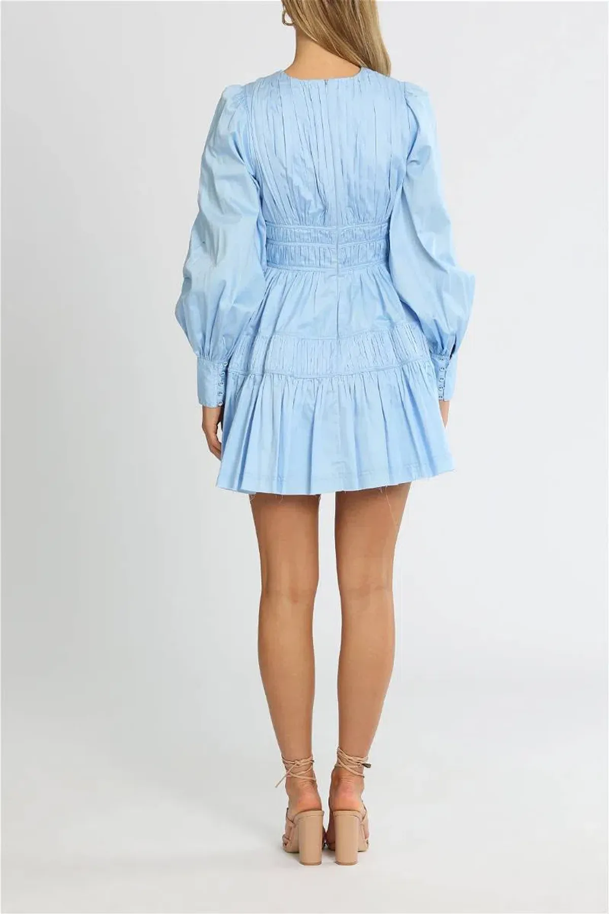 Aje Fallingwater Gathered Mini Dress size 8 Blue - Image 6