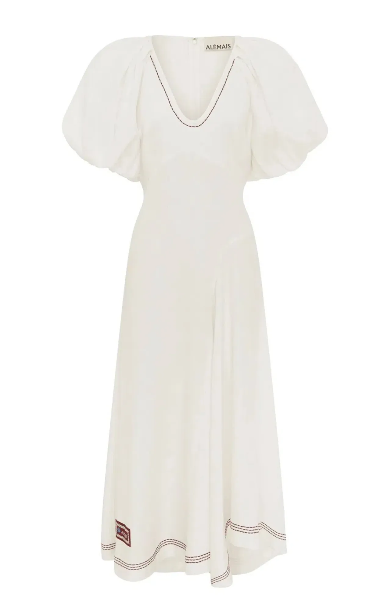 Alemais Magnolia Midi Dress White Linen Size 14 - Image 6