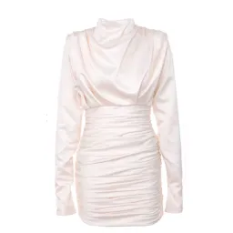 House Of CB Giorgiana Satin Draped Ruched Dress Ivory Cream 6 Extra Small XS for rent on The Volte - image 1