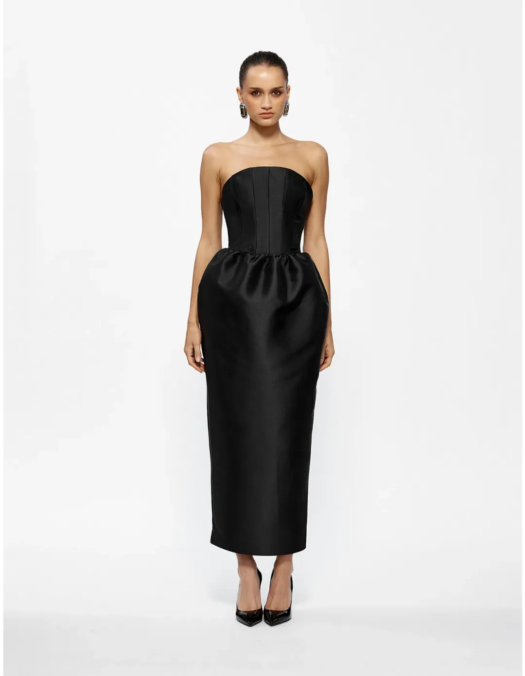 Effie Kats: Lilia Curved Strapless Maxi Dress for rent on The Volte - main image