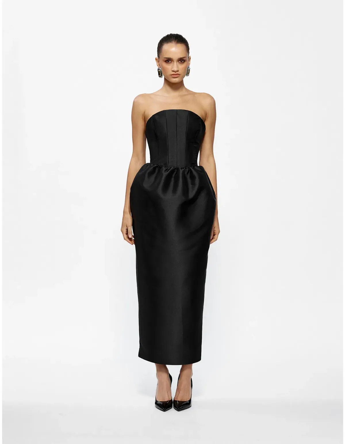 Effie Kats: Lilia Curved Strapless Maxi Dress for rent on The Volte - main image