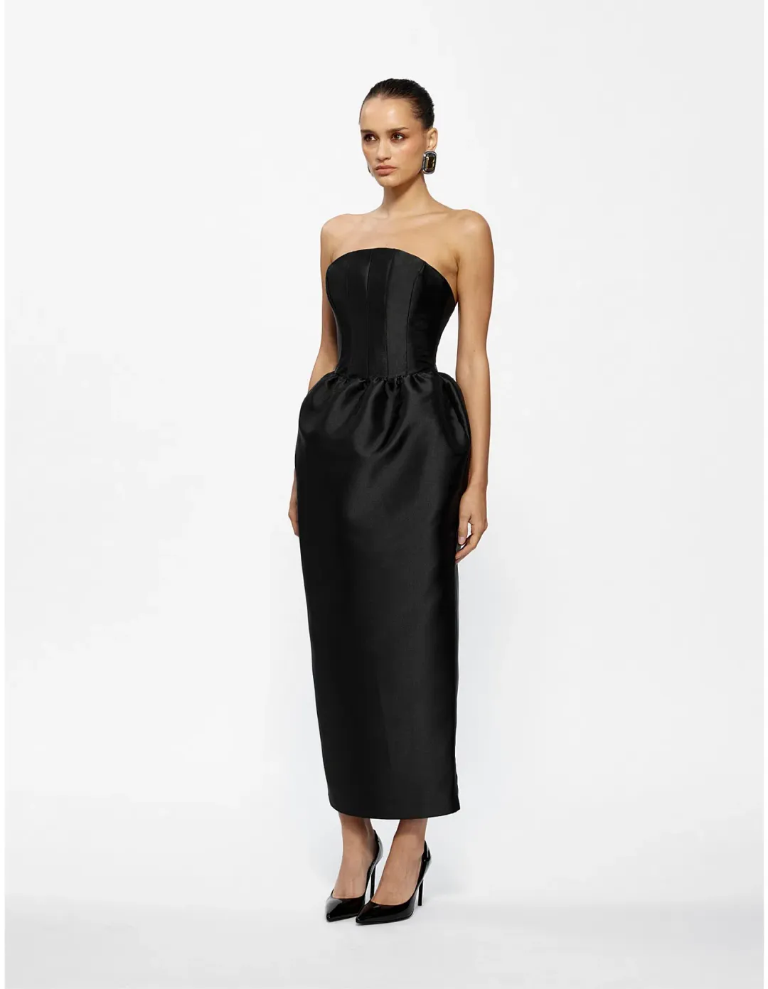 Effie Kats: Lilia Curved Strapless Maxi Dress for rent on The Volte - main image