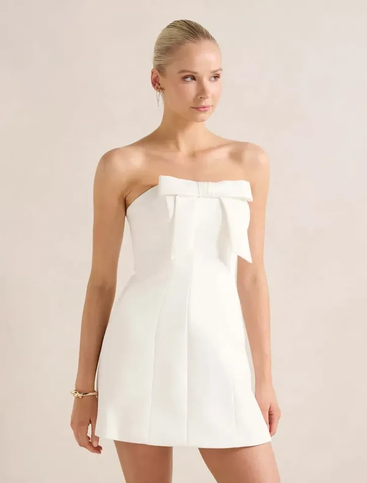 Harper Strapless Bow Mini Dress - Image 2