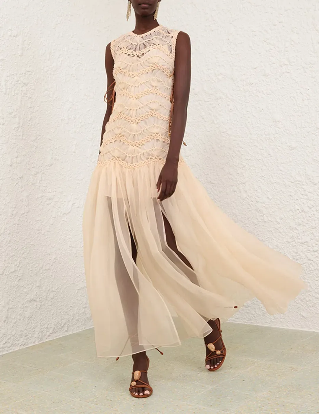 Zimmermann Illuminate Macramè Maxi Dress for rent on The Volte - main image