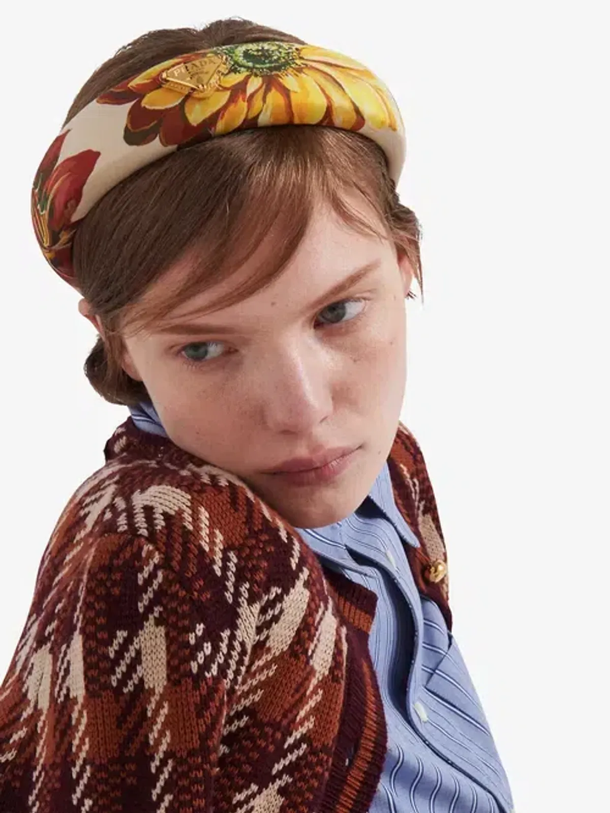 Floral-Print Brand-Plaque Headband - Image 2