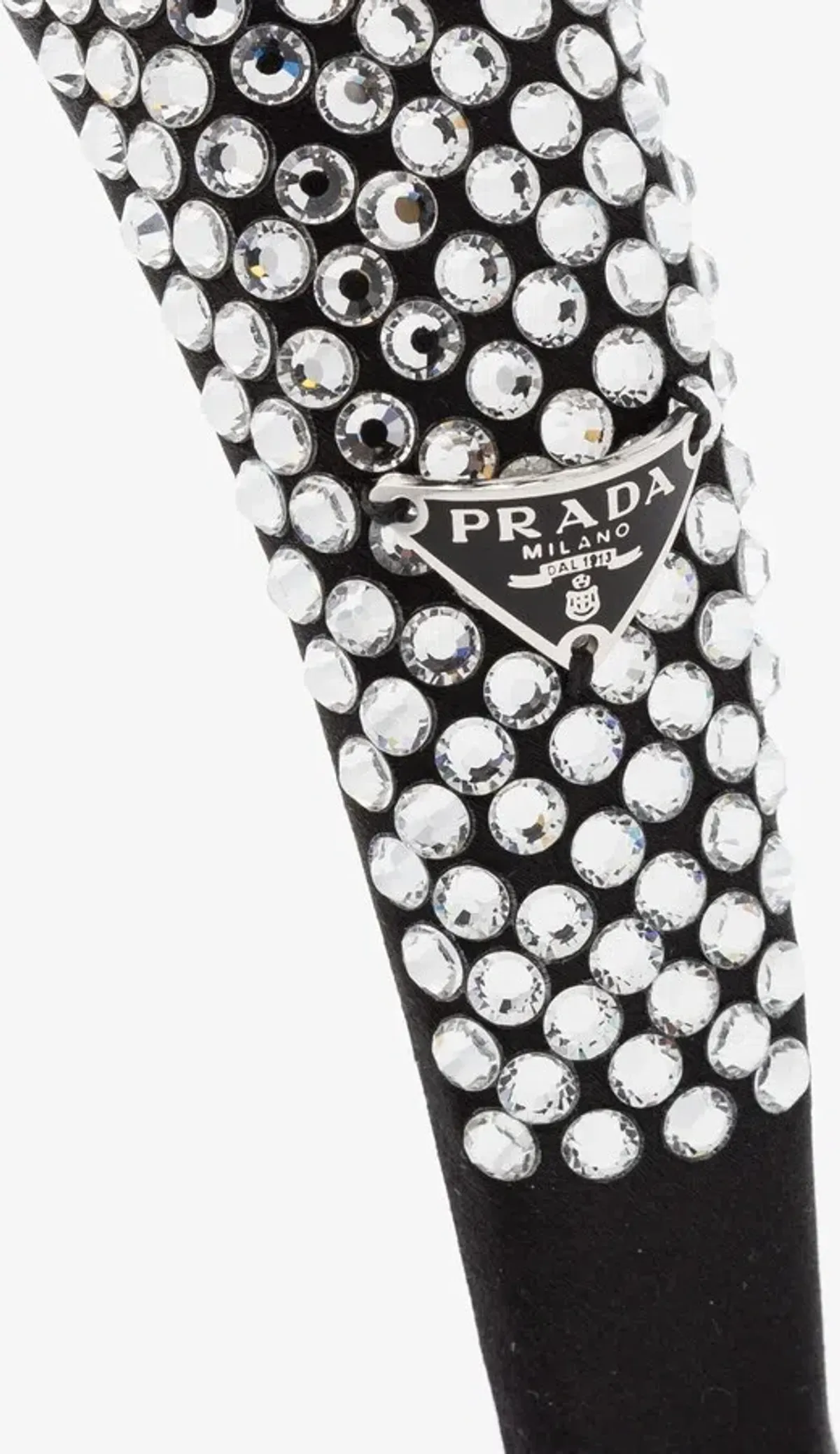 Prada Black Crystal-Embellished Silk Headband - Image 1