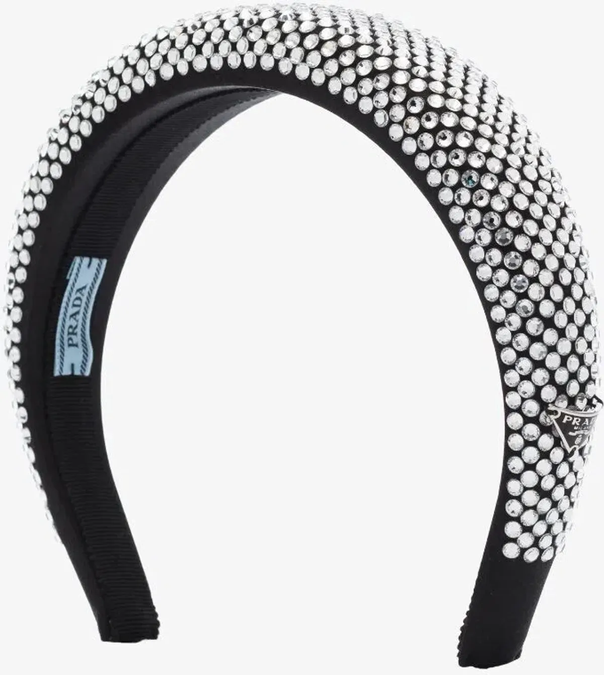 Prada Black Crystal-Embellished Silk Headband - Image 3