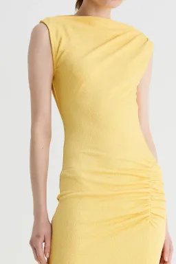 Suboo - Vega Rouched Front Midi Dress - Butter Yellow for rent on The Volte - image 4