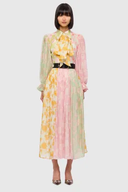 Leo Lin Cassie Tie Neck Midi Dress Anemone Splice Print. Size 10 for rent on The Volte - image 2