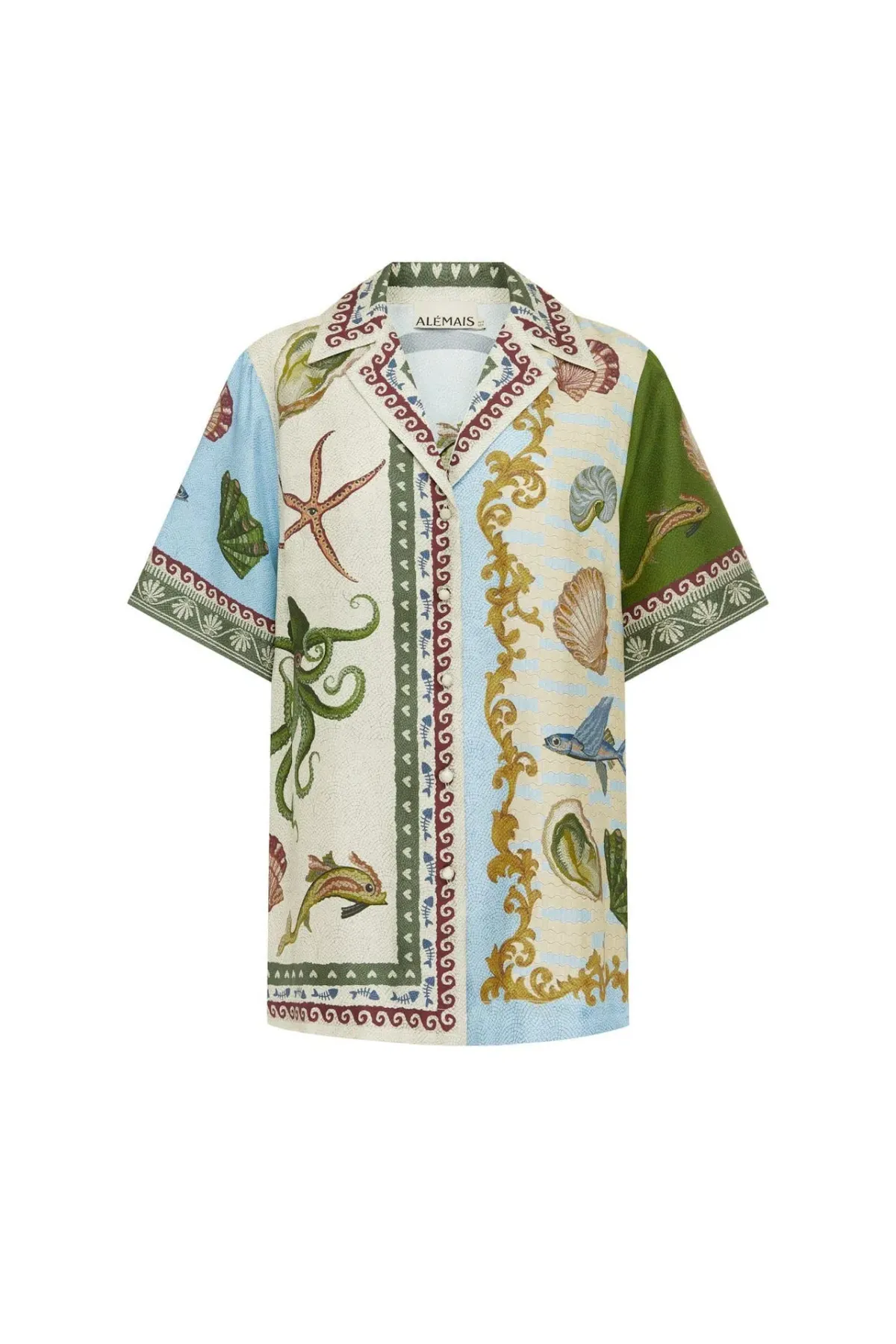 Alemais Bath House Silk Shirt in Multi Print Size 16 - Image 2