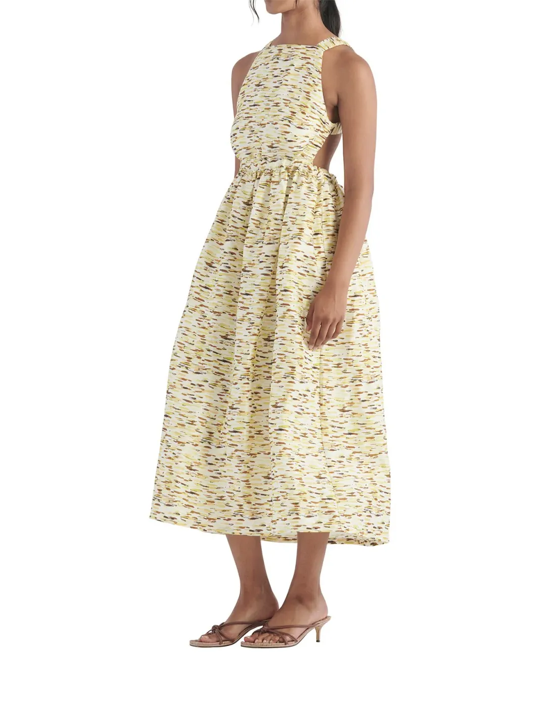 Elka Collective Mari Sleeveless Midi Dress in Citrus Print. Size 8 for rent on The Volte - main image