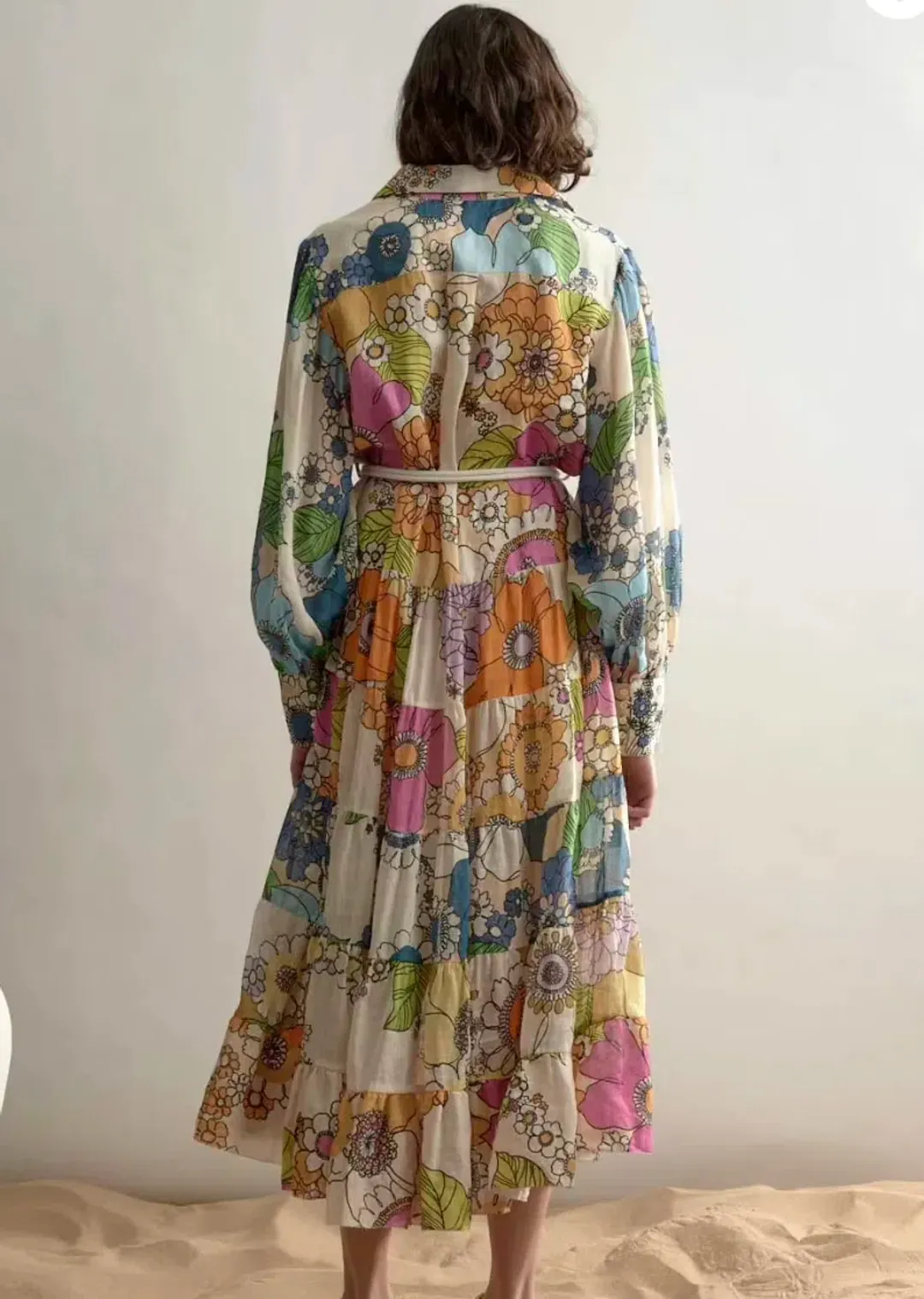 Alemais Farrah Tiered Shirt Dress in Floral Multi Size 8 for rent on The Volte - main image