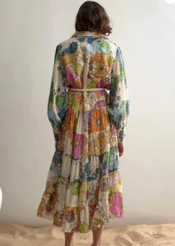 Alemais Farrah Tiered Shirt Dress in Floral Multi Size 8 for rent on The Volte - image 2