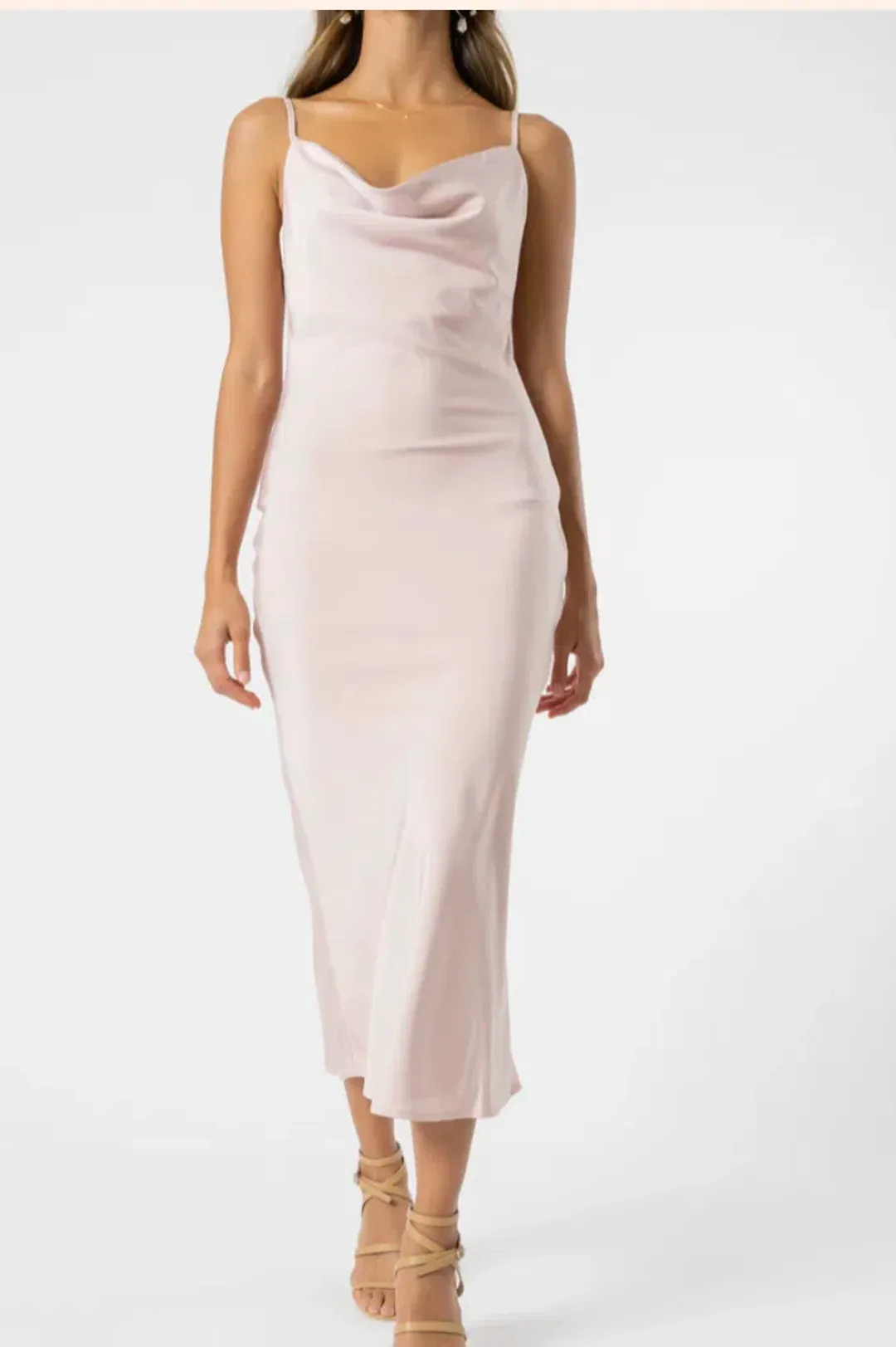 Olive and Ivy Cowl Midi Dress in Navy (size 10) for rent on The Volte - main image