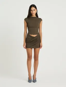 Benni Reggie Mini Dress Khaki Size 6 for rent on The Volte - image 1
