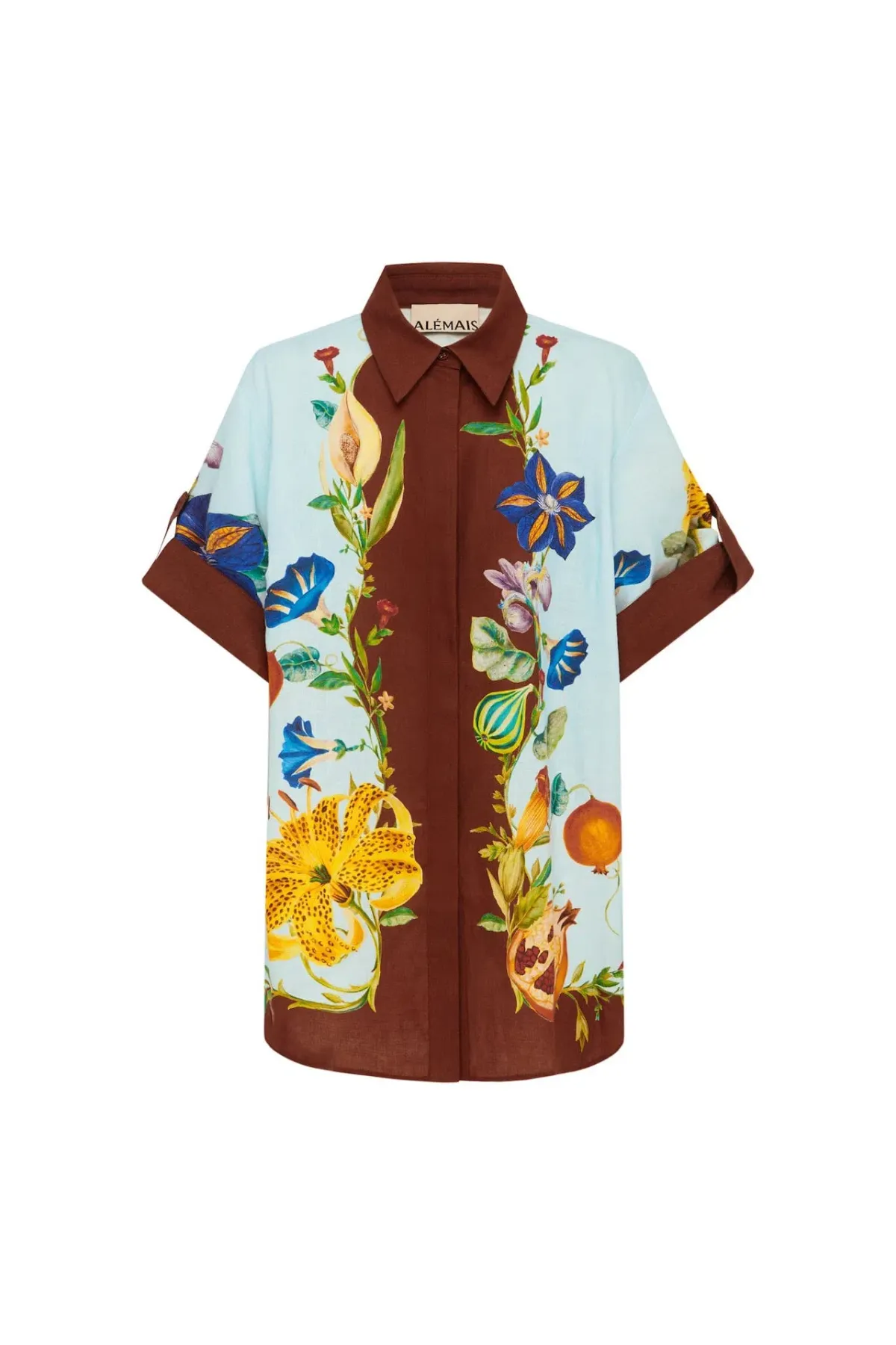 Alemais Dahlia Floral Linen Shirt and Pant Set Blue Multi Size 14 - Image 2