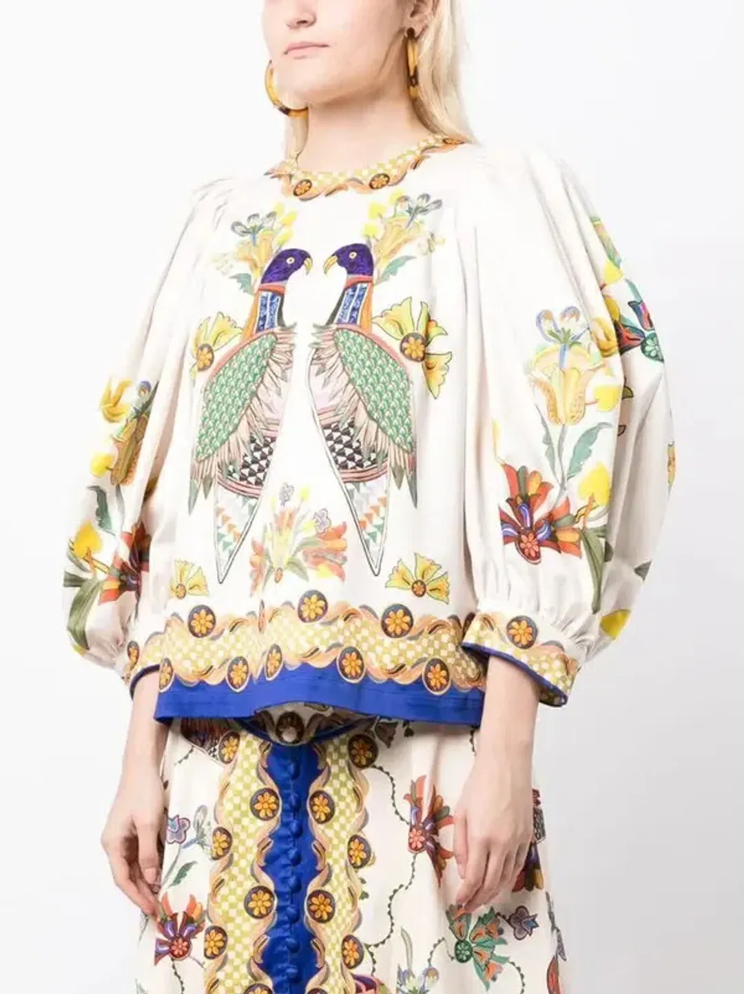 Alémais Effie Puff Sleeve Top in Multi Size 10 for rent on The Volte - main image