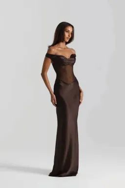 Natalie Rolt Gwyneth Gown Espresso Size 8 for rent on The Volte - image 1