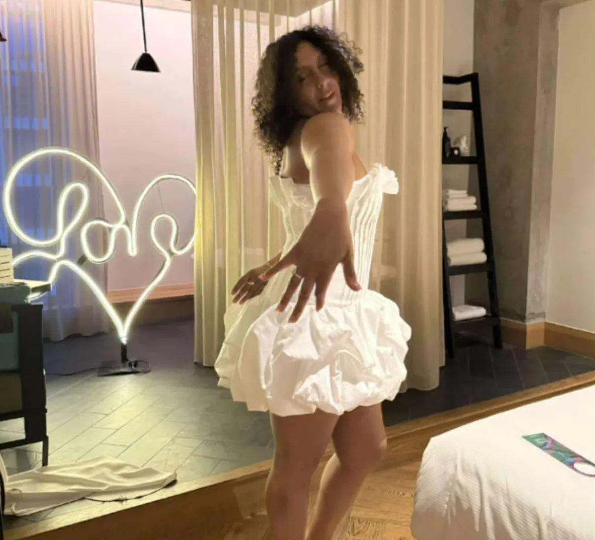 Aje Women's White and Cream Dress - Image 1