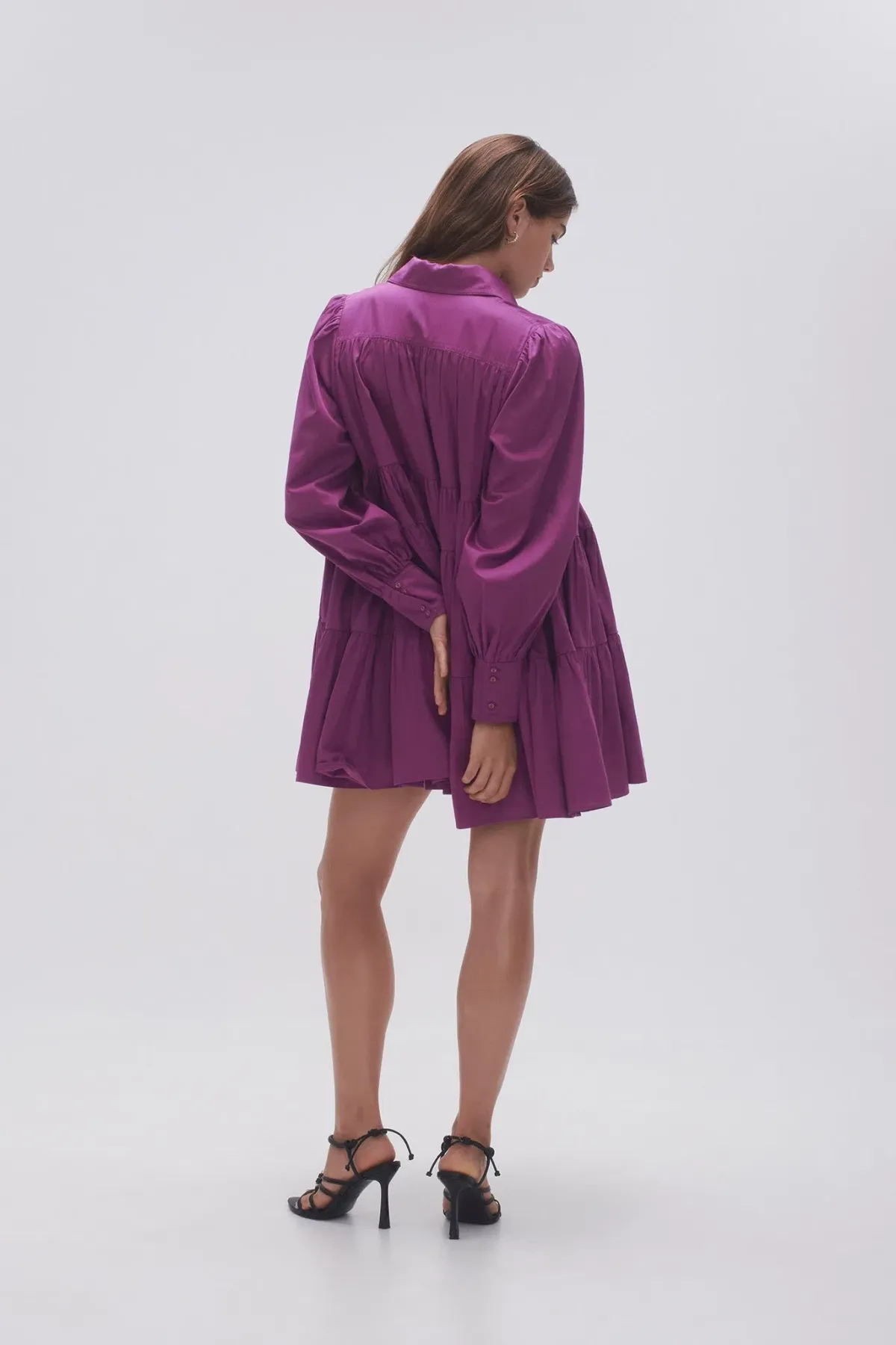 AJE VIE SMOCK DRESS PLUM PURPLE SIZE 16 - Image 4