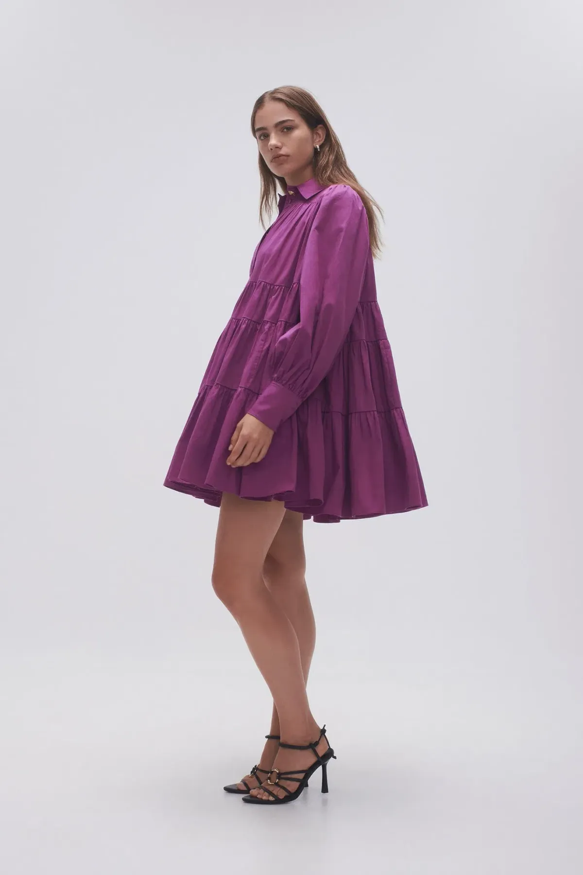 AJE VIE SMOCK DRESS PLUM PURPLE SIZE 16 - Image 3
