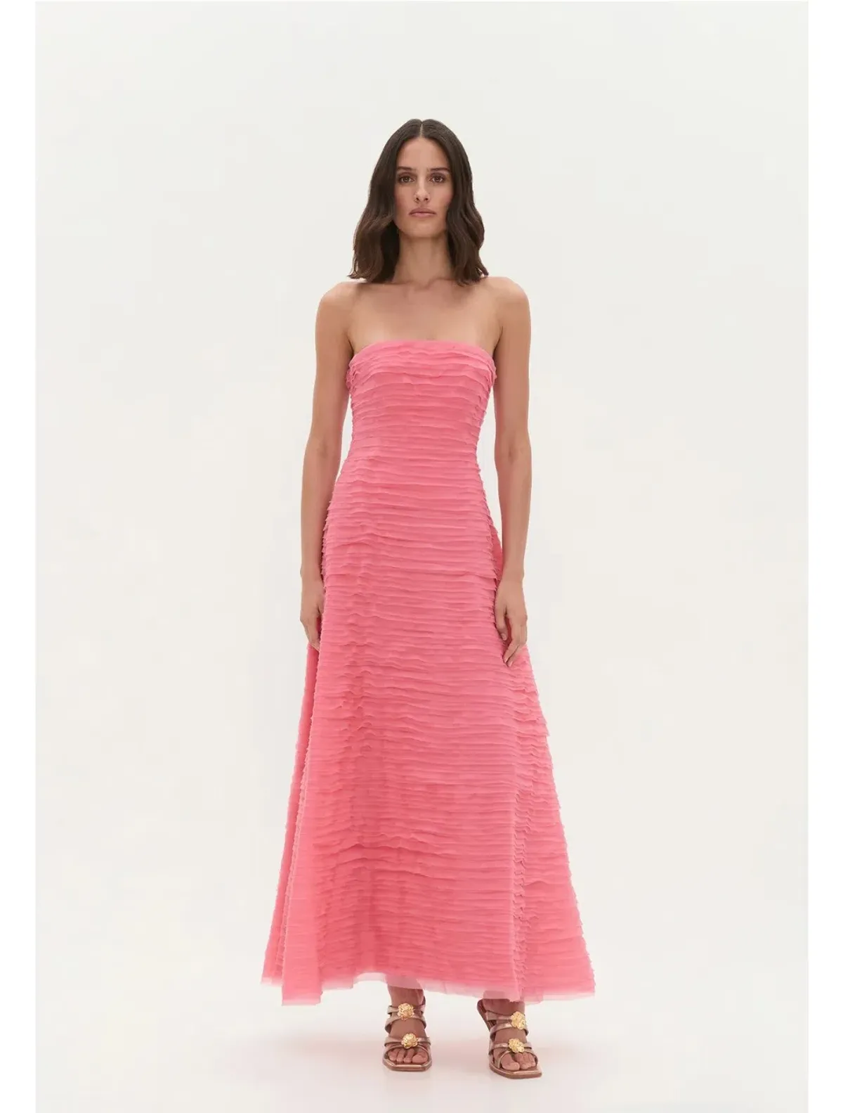 Aje Soundscape Dress, Guava pink, size 10 - Image 2