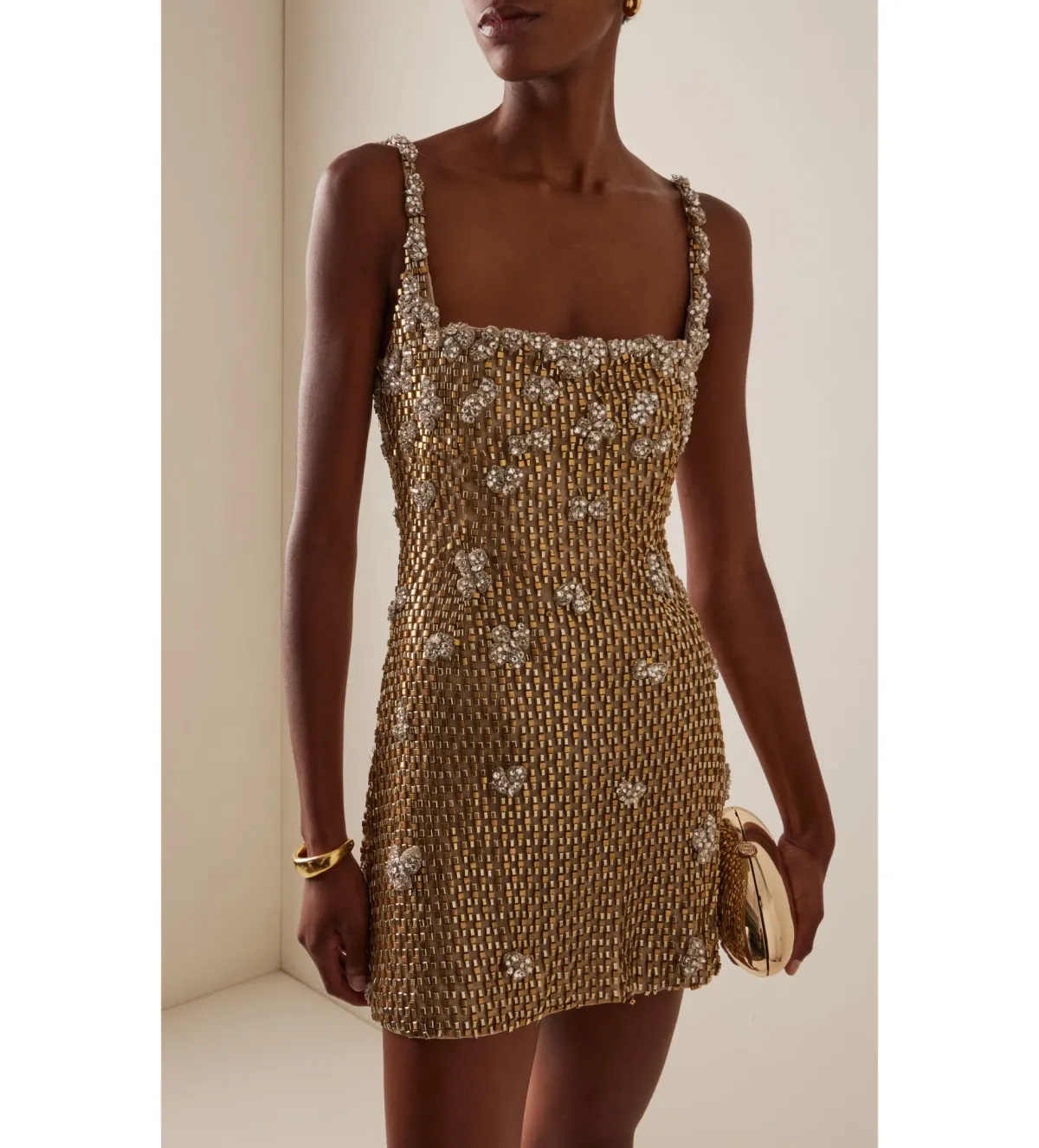 Rachel Gilbert Solana Mini Dress in Gold Size AU6 - Image 1